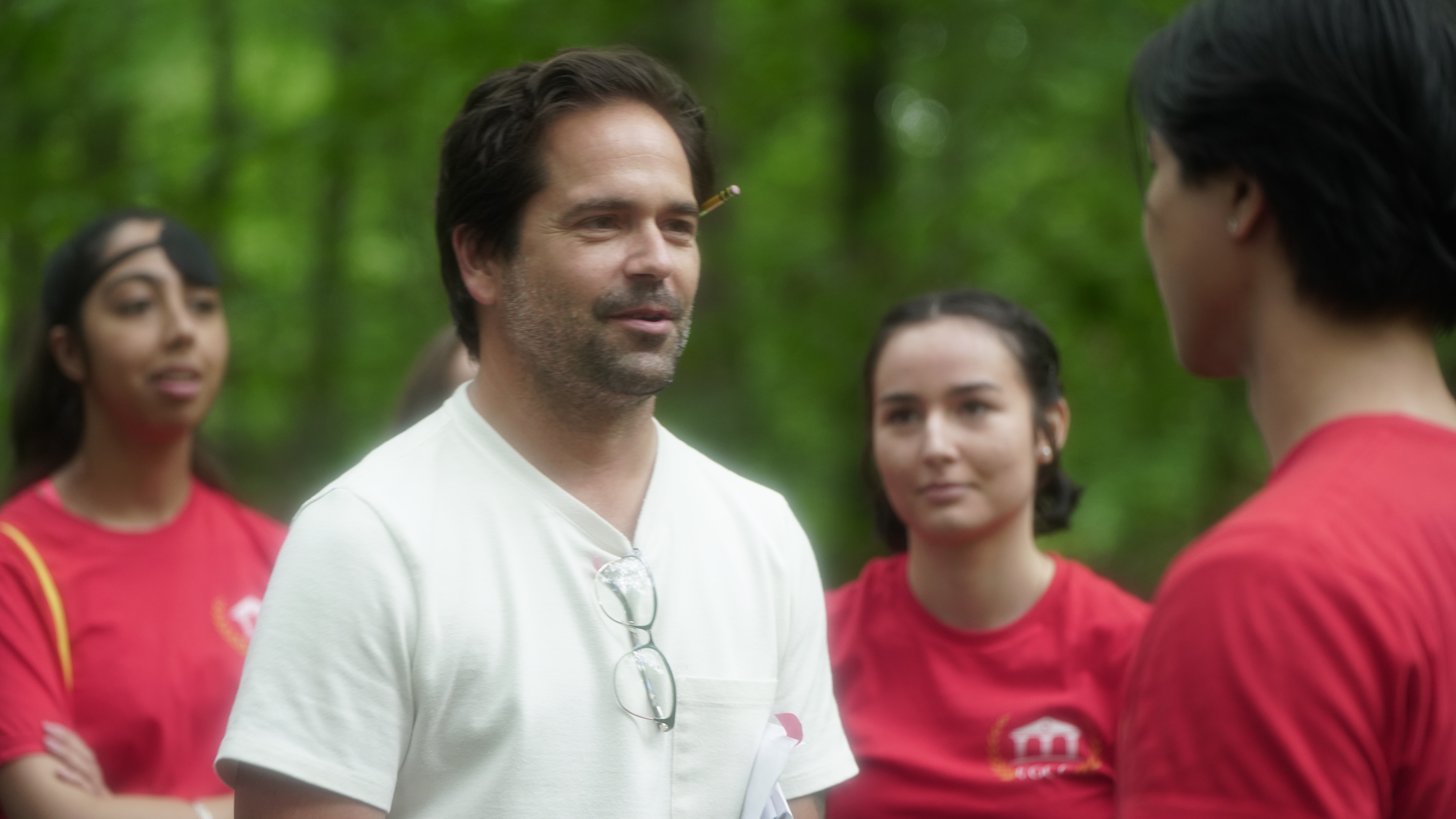 Jonathan R. Whittaker directing on location with students.